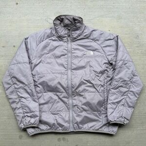 The North Face Jacket Light Grey Puffer Full  Zip Jacket Mens XL Hiking Outdoors